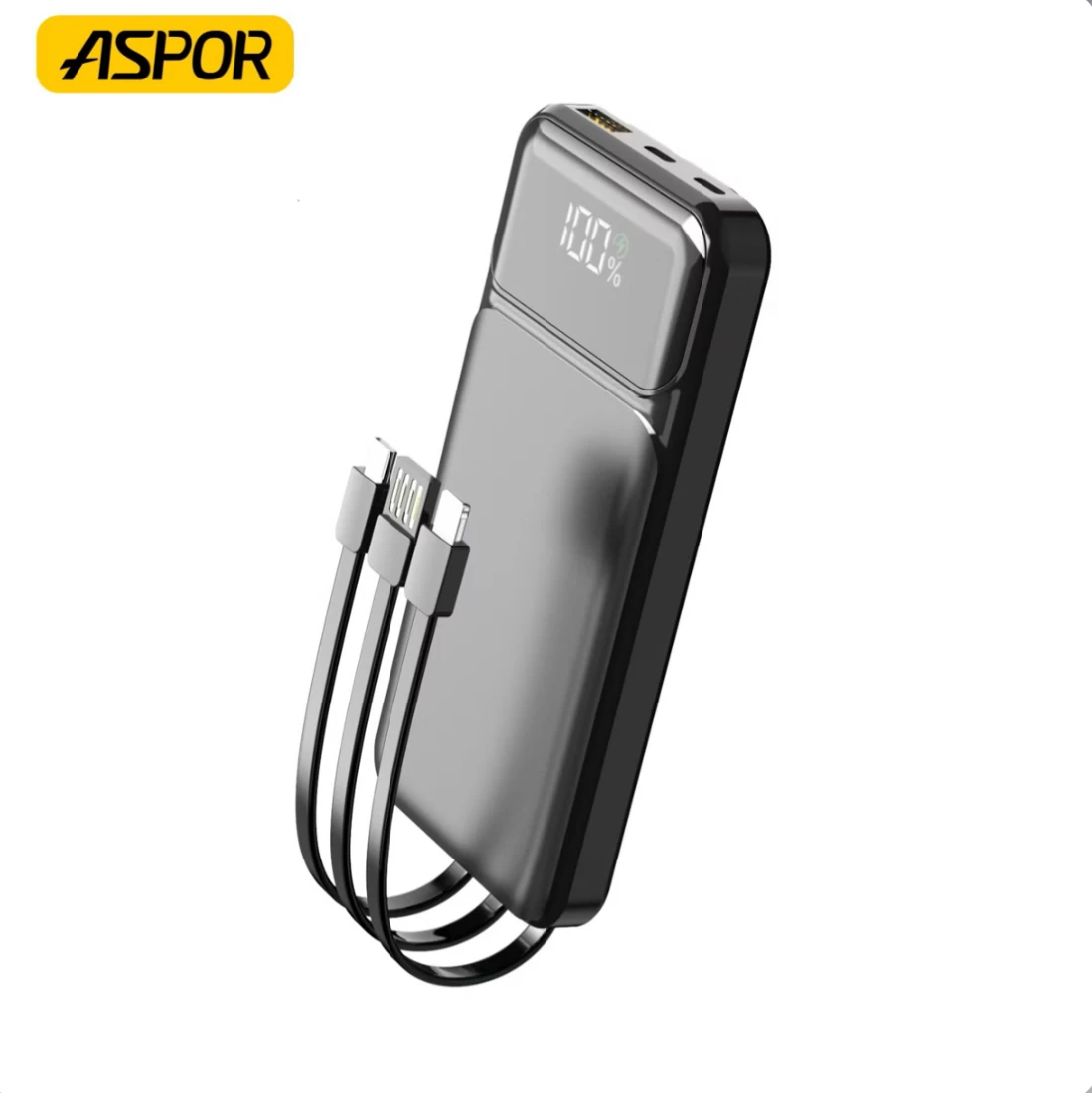 Aspor A315 pwer bank 10000mah built in data cable